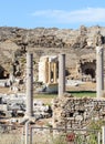 Amphitheater view. Tyukhe Temple. Antique theater. Ruin. Side. Turkey. Antique Side Royalty Free Stock Photo
