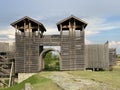 Amphitheater in the Viminacium Archaeological Park or Reconstruction of the amphitheater of the Roman city Viminatium Royalty Free Stock Photo