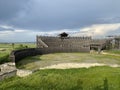 Amphitheater in the Viminacium Archaeological Park or Reconstruction of the amphitheater of the Roman city Viminatium Royalty Free Stock Photo