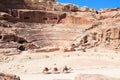 The amphitheatre cut into the rock in Petra, Jorda Royalty Free Stock Photo