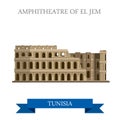 Amphitheatre of El Jem Tunisia Flat historic vecto Royalty Free Stock Photo