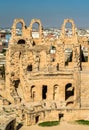 Amphitheatre of El Jem, a UNESCO world heritage site in Tunisia Royalty Free Stock Photo