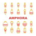 Amphora Antique Earthenware Jar Icons Set Vector Royalty Free Stock Photo