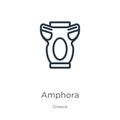 Amphora icon. Thin linear amphora outline icon isolated on white background from greece collection. Line vector amphora sign, Royalty Free Stock Photo