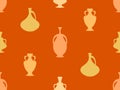 Amphora seamless pattern in vintage style. Ancient Greek jugs and amphoras. Amphora design for posters, wallpapers and printed