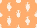 Amphora seamless pattern in vintage style. Ancient Greek jugs and amphoras. Amphora design for posters, wallpapers and printed