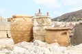 Amphoras among ruins of palace Knossos Royalty Free Stock Photo