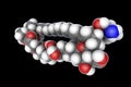 Amphotericin B antifungal drug molecule, 3D illustration