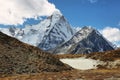 Amphu Gyabjen and Ama Dablan peaks views from Chukhung valley Royalty Free Stock Photo