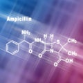 Ampicillin, antibiotic drug, Structural chemical formula