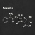 Ampicillin, antibiotic drug, Structural chemical formula