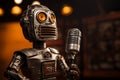 Amplified Robot singer microphone. Generate Ai Royalty Free Stock Photo