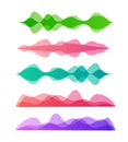 Amplitude colorful motion waves. Abstract equalizer music sound voice wave vector set. Digital graph Royalty Free Stock Photo