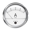 Voltmeter Round gauge with silver metal frame, isolated 3D vector illustration on a white background.