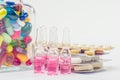 Ampoule and pills shot Royalty Free Stock Photo