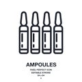 Ampoules editable stroke outline icon isolated on white background vector illustration. Pixel perfect. 64 x 64 Royalty Free Stock Photo