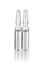 Ampoules. Transparent capsules with liquid on white background