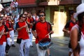 AMPUERO, SPAIN - SEPTEMBER 10: Unidentified group of musicians with a saxophone before the Bull Run on the street during festival Royalty Free Stock Photo