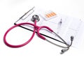 Ampule syringe and stethoscope Royalty Free Stock Photo