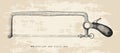 Amputation saw civil war hand drawing vintage style isolate on w
