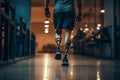 Unrecognizable Amputee Sportsman Walking with Bionic Prosthetic Legs