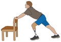 Amputee Stretching With Chair