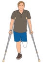 Amputee Using Crutches