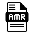 Amr file icon. Audio format symbol Solid icons, Vector illustration. can be used for website interfaces, mobile applications and Royalty Free Stock Photo