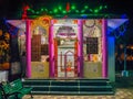 Amravati Maharashtra, India-October 10th, 2014:Night photo of decorated Hanumantemple.