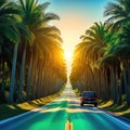 Amrican miami road trip with Adventure travel vacation Graphic Art