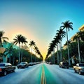 Amrican miami road trip with Adventure travel vacation Graphic Art