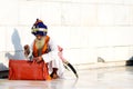 Unidentified Sikh man visiting the Golden Temple in Amritsar, Punjab, India. Sikh pilgrims