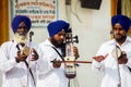 Amritsar, India - November 21, 2011: Sikh musicians at the Golden Temple complex, Amritsar, Punjab, India