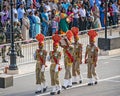 Amritsar,Punjab,India-April 14th, 2019:Border Security Force personnel ceremoniuosly taking back the lowered Indian national flag.