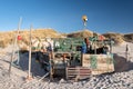 AMRUM, GERMANY - DECEMBER 31, 2020: On the Kniepsand Beach of the North Frisian Island Amrum in Germany Land-Artists made Beach