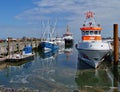 Amrum, Germany - May 27th, 2016 - Harbor on the island of Amrum with fishing boats and life boat