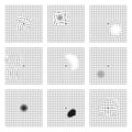 Amsler eye test grid. Oculist Vector printable chart retina examination. Grid with dot in centre. Vision control