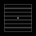 Amsler grid with central white dot and horizontal lines on black background. Template of graphic test to detecting