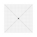 Amsler grid chart with dot in center and diagonal cross lines. Test to monitoring central visual field and detecting