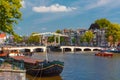 Amstel and bridge Magere Brug, Amsterdam, Holland Royalty Free Stock Photo