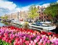 Amstel canal, Amsterdam Royalty Free Stock Photo