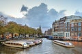 Amstel canal boats Amsterdam Royalty Free Stock Photo