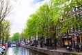 Amstel river with canal and building facades