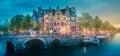 River, traditional old houses and boats, Amsterdam Royalty Free Stock Photo