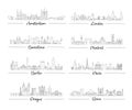 Skylines set of europe cities with their famous buildings