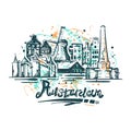 Amsterdam abstract color drawing. Amsterdam sketch vector illustration