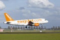 Amsterdam Airport Schiphol - Airbus A319 of EasyJet lands Royalty Free Stock Photo