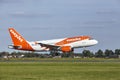 Amsterdam Airport Schiphol - Airbus A319-111 of easyJet lands Royalty Free Stock Photo