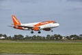 Amsterdam Airport Schiphol - Airbus A319-111 of easyJet lands Royalty Free Stock Photo