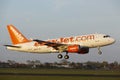 Amsterdam Airport Schiphol - Airbus A319 of EasyJet Switzerland lands Royalty Free Stock Photo